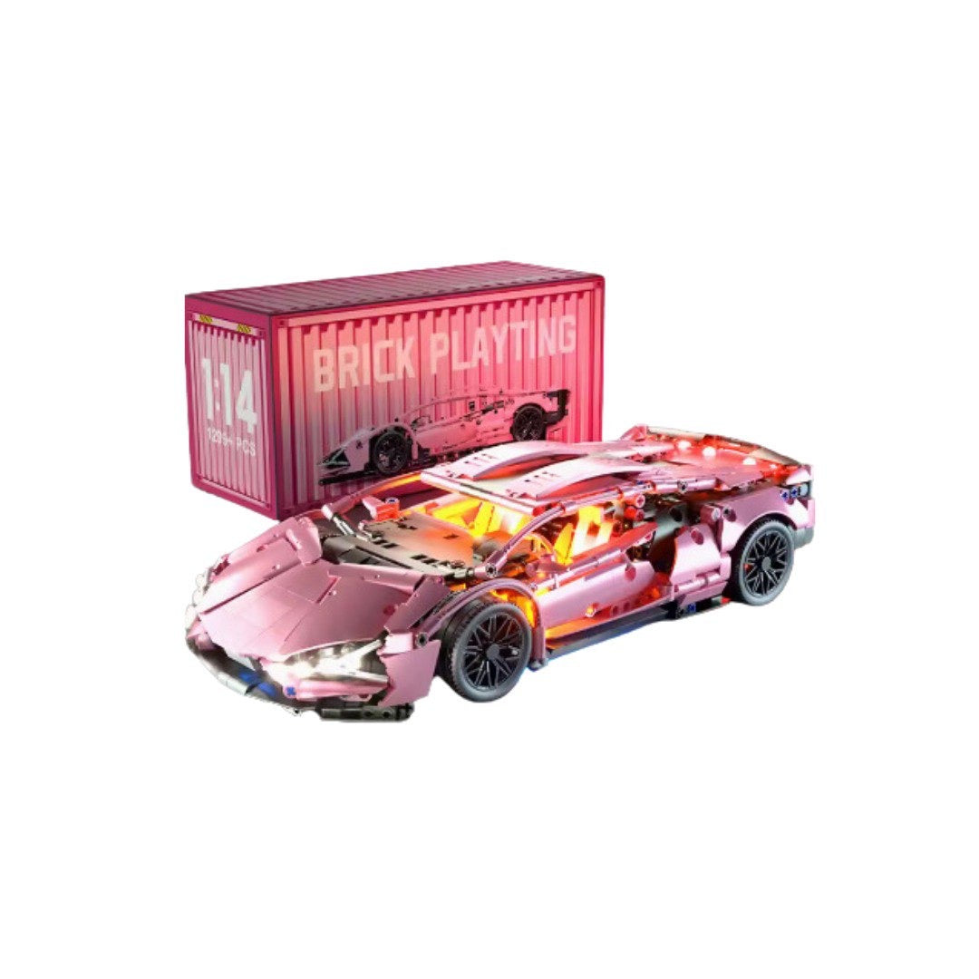 (Pre Order) Cyberpunk Pink Bugatti Bricks 1300+ Pcs with Controllable Lighting Effec