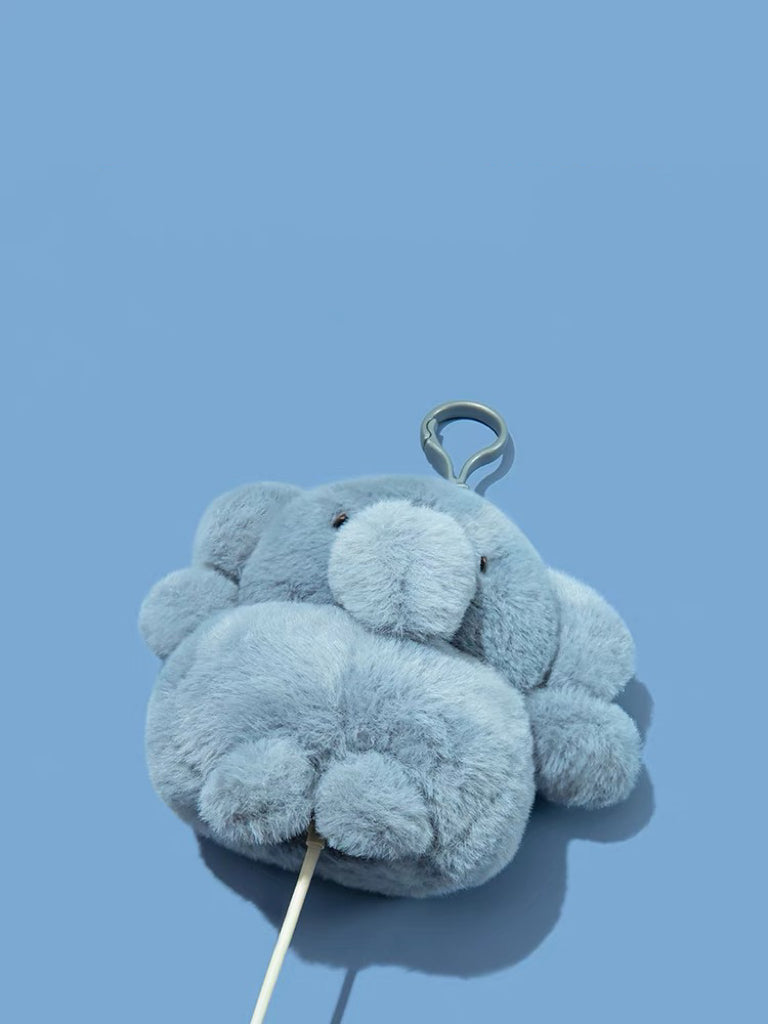 (Pre Order) Fluffy Plush Knitted Cute Elephant Grey Blue AirPod Case