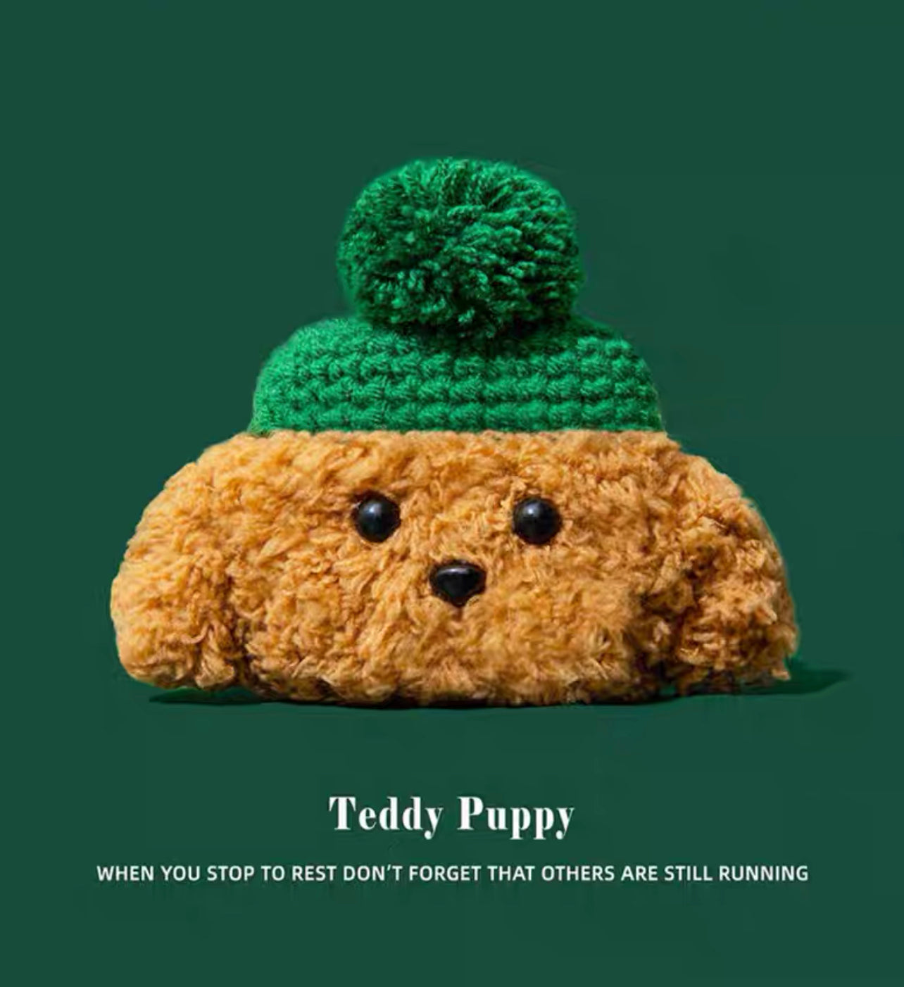 (Pre Order) Handmade Knitted Cute Green Cap Teddy Puppy AirPod Case