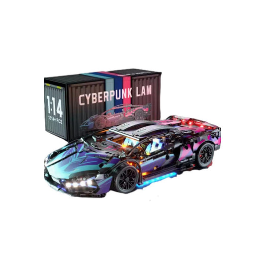 (Pre Order) Cyberpunk Starlight Lamborghini Bricks 1300+ Pcs with Controllable Lighting Effect