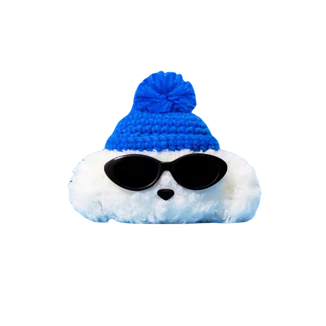 (Pre Order) Handmade Knitted Cute Blue Cap Poodle AirPod Case